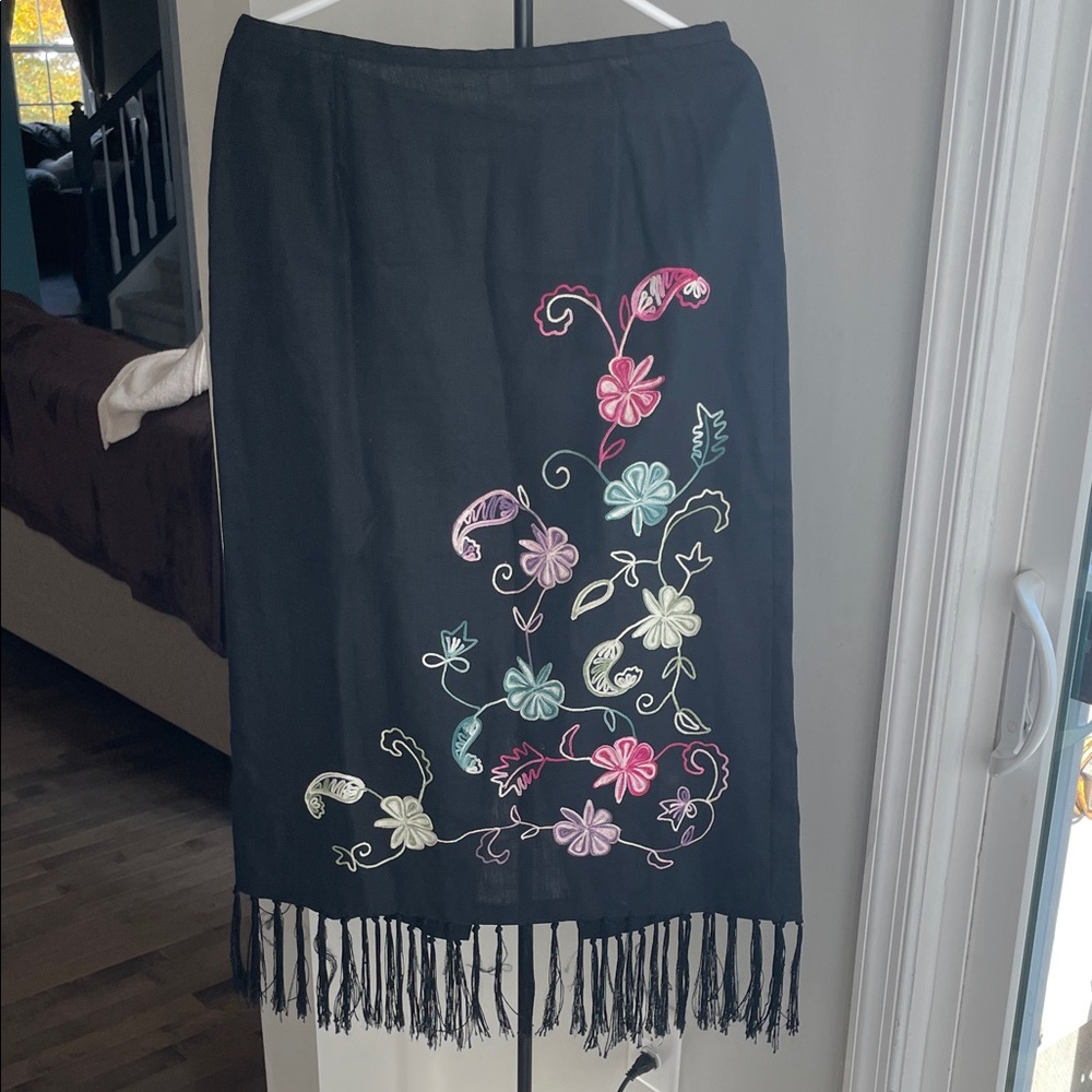 Black Linen Embroidered coverup